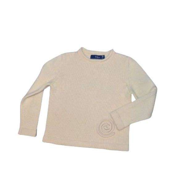 Vintage Nua 3D Embellished Wool Silk Blend Cream Rolled Neck Sweater Medium - Picture 1 of 8